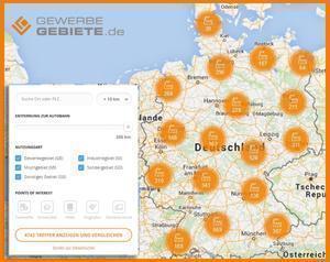 Bundesweite Ansiedlungsplattform Gewerbegebiete suchen finden vergleichen Plattform
